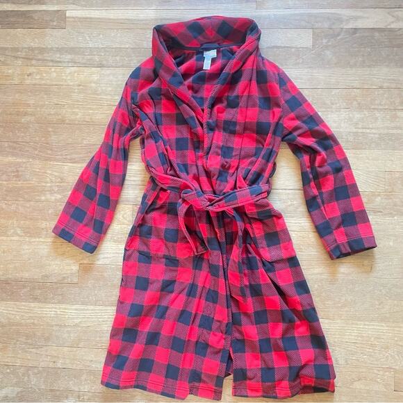 Wondershop red and black checked fleece robe size small S b20 - Picture 1 of 4